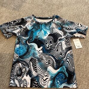 Tek Gear Blue and Black Abstract Kids Tee